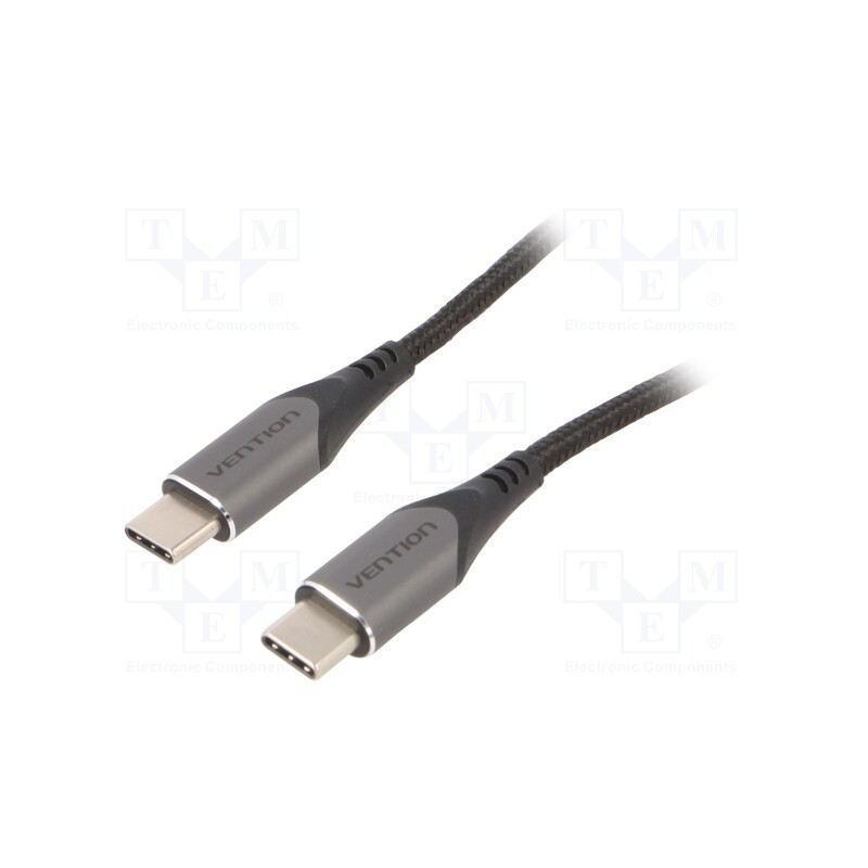 1 pcs x VENTION - TADHF - Cable, USB 2.0, USB C plug,both sides, 1m, black, Core: Cu,tinned