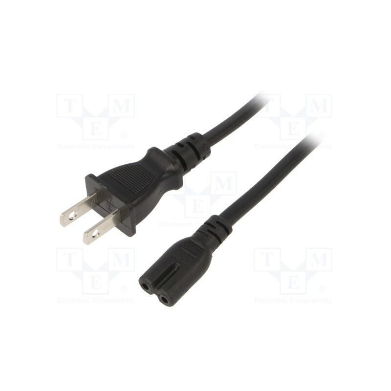 1 pcs x SUNNY - C7J18 - Cable, 2x0.75mm2, IEC C7 female,NEMA 1-15 (A) plug, PVC, 1.8m