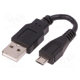 1 pcs x QOLTEC - 50520 - Cable, USB 2.0, USB A plug,USB B micro plug, 0.1m, black