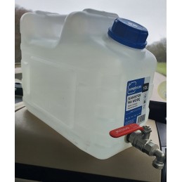 Bank container for drinking water, 10 liters certified, with a tap