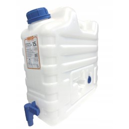 Bank container for drinking water, 15 liters certified, with a tap