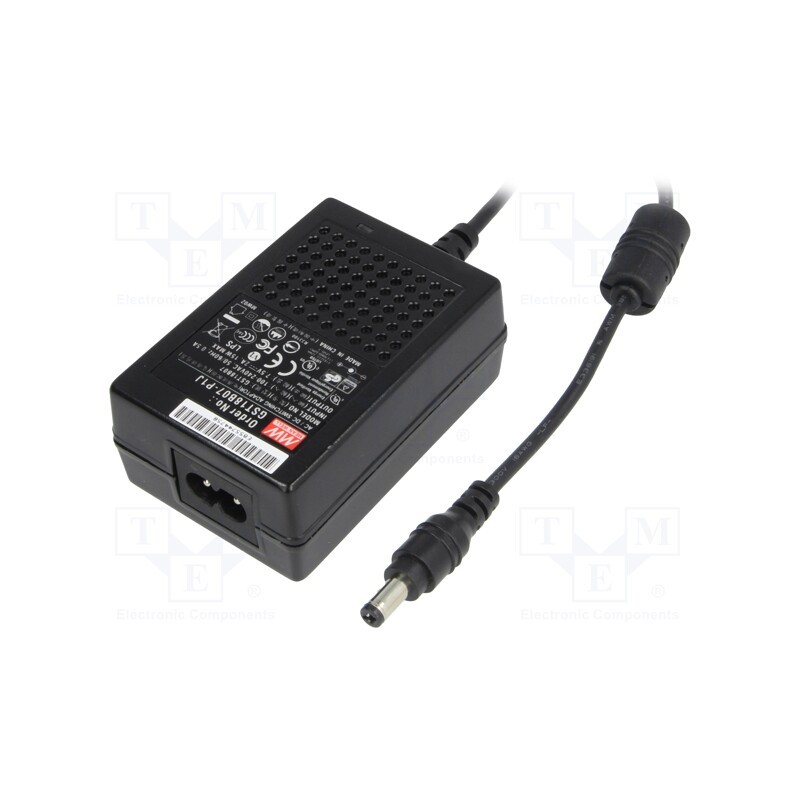 1 pcs x MEAN WELL - GST18B07-P1J - Power supply: switched-mode, 7.5VDC, 2A, Out: 5,5/2,1, 15W, desktop