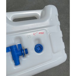 Bank container for drinking water, 15 liters certified, with a tap