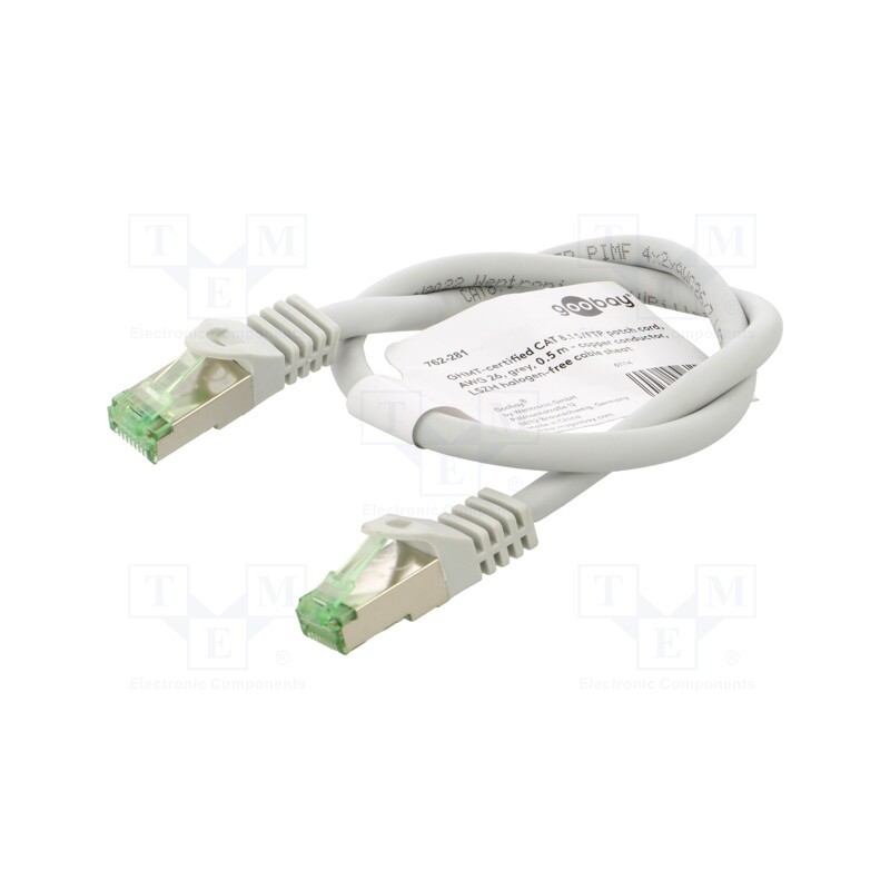 1 pcs x Goobay - 61114 - Patch cord, S/FTP, Cat 8.1, stranded, Cu, LSZH, grey, 0.5m, 26AWG