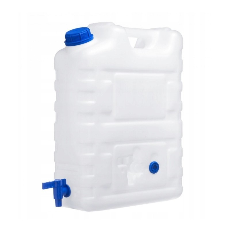 Bank container for drinking water, 20 liters certified, with a tap