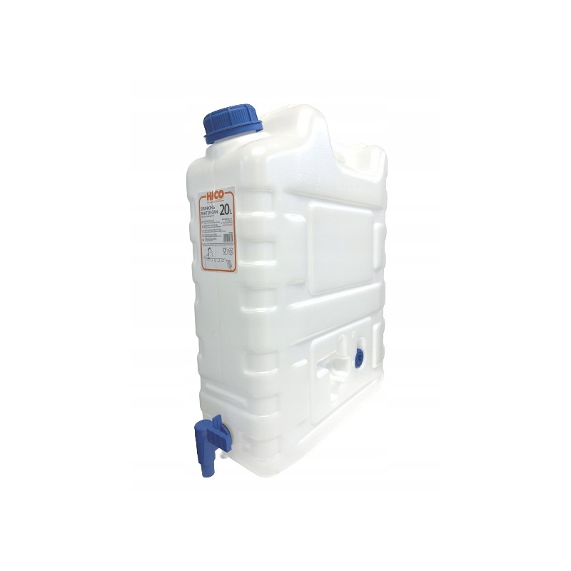 Bank container for drinking water, 20 liters certified, with a tap