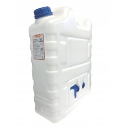 Bank container for drinking water, 20 liters certified, with a tap
