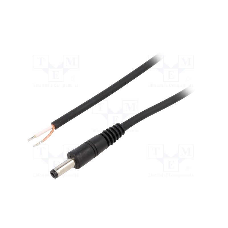 1 pcs x WEST POL - P48-TT-C075-050BK - Cable, 1x0.75mm2, wires,DC 4,8/1,7 plug, straight, black, 0.5m