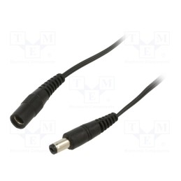 1 pcs x WEST POL - P21-C21-T050-300BK - Cable, 2x0.5mm2, DC 5,5/2,1 plug,DC 5,5/2,1 socket, straight