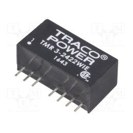 1 pcs x TRACO POWER - TMR 3-2422WIE - Converter: DC/DC, 3W, Uin: 9÷36V, Uout: 12VDC, Uout2: -12VDC, SIP8