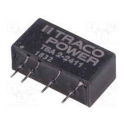 1 pcs x TRACO POWER - TBA 2-2411 - Converter: DC/DC, 2W, Uin: 21.6÷26.4V, Uout: 5VDC, Iout: 400mA, SIP7