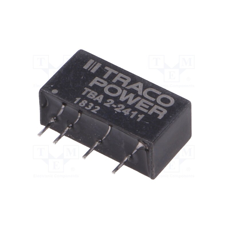 1 pcs x TRACO POWER - TBA 2-2411 - Converter: DC/DC, 2W, Uin: 21.6÷26.4V, Uout: 5VDC, Iout: 400mA, SIP7