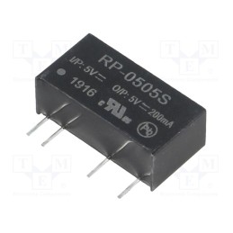 1 pcs x RECOM - RP-0505S - Converter: DC/DC, 1W, Uin: 4.5÷5.5V, Uout: 5VDC, Iout: 200mA, SIP7