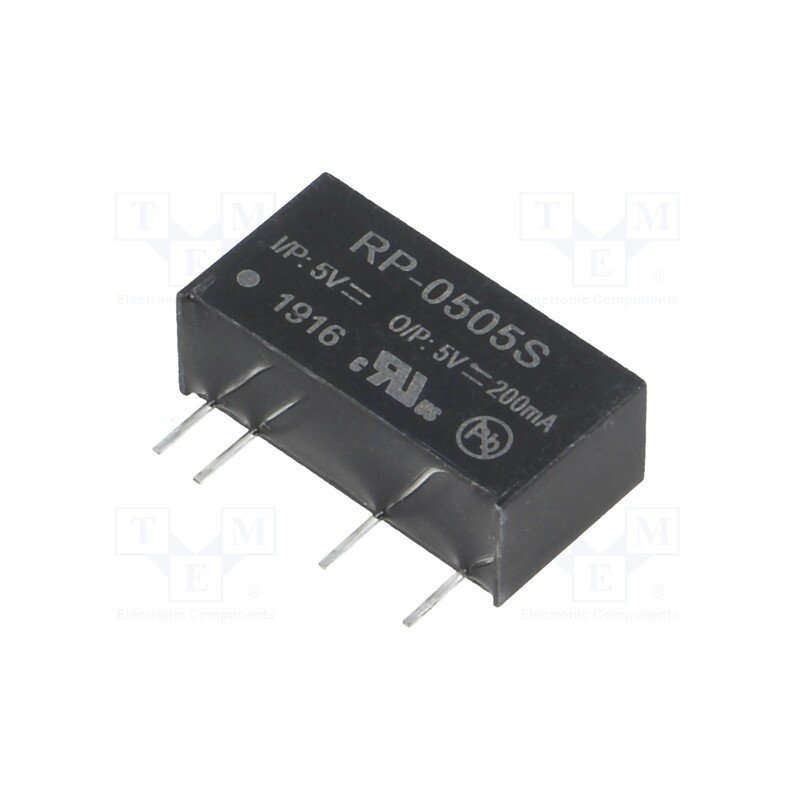 1 pcs x RECOM - RP-0505S - Converter: DC/DC, 1W, Uin: 4.5÷5.5V, Uout: 5VDC, Iout: 200mA, SIP7