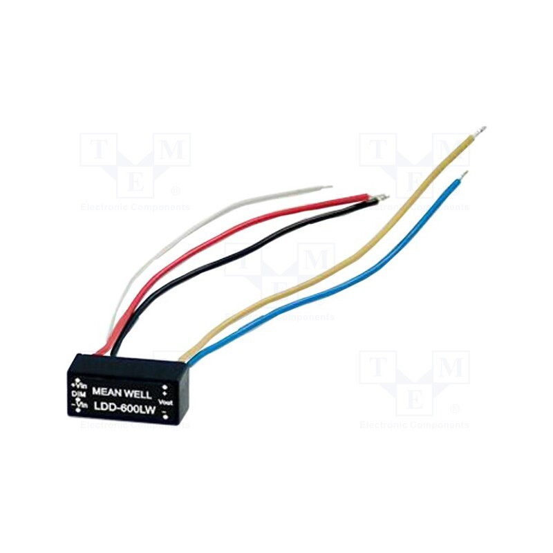 1 pcs x MEAN WELL - LDD-600LW - Converter: DC/DC, 19W, Uin: 9÷36V, Uout: 2÷32VDC, Iin: 600mA, cables