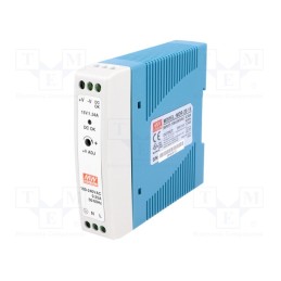 1 pcs x MEAN WELL - MDR-20-15 - Power supply: switched-mode, for DIN rail, 20W, 15VDC, 1.34A, 81%