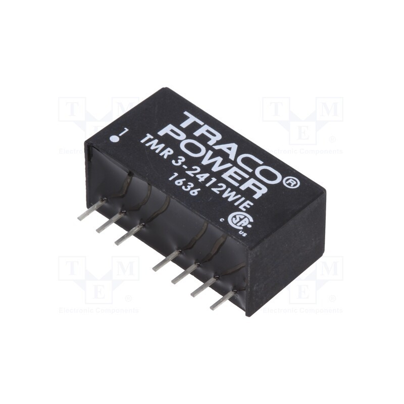 1 pcs x TRACO POWER - TMR 3-2412WIE - Converter: DC/DC, 3W, Uin: 9÷36V, Uout: 12VDC, Iout: 250mA, SIP8