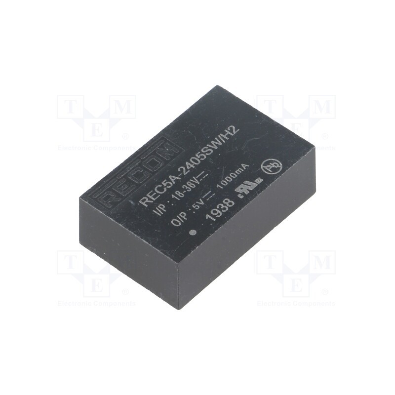 1 pcs x RECOM - REC5A-2405SW/H2 - Converter: DC/DC, 5W, Uin: 18÷36V, Uout: 5VDC, Iout: 1A, DIP24, REC5A