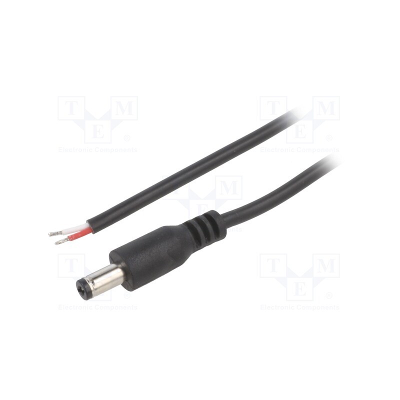 1 pcs x BQ CABLE - DC.CAB.4200.0200 - Cable, 2x0.5mm2, wires,DC 5,5/2,1 plug, straight, black, 2m