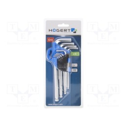 1 set x Hu00d6GERT TECHNIK - HT1W804 - Wrenches set, hex key,spherical, Chrom-vanadium steel, 9pcs.