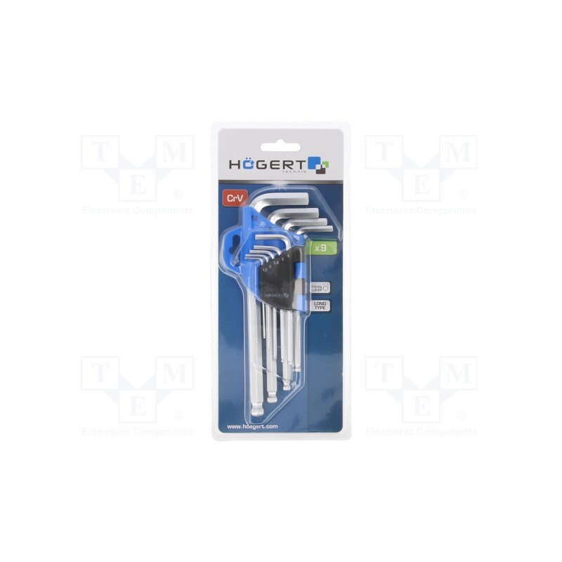 1 set x Hu00d6GERT TECHNIK - HT1W804 - Wrenches set, hex key,spherical, Chrom-vanadium steel, 9pcs.