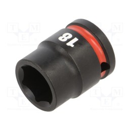 1 pcs x Milwaukee - 4932480312 - Socket, 6-angles,socket spanner,impact, HEX 18mm, 1/2', short