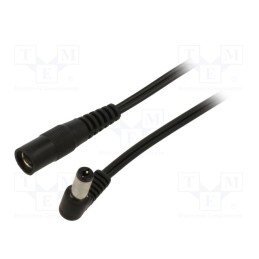 1 pcs x WEST POL - A25-C25-T050-150BK - Cable, 2x0.5mm2, DC 5,5/2,5 plug,DC 5,5/2,5 socket, angled, 1.5m