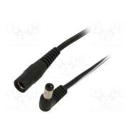 1 pcs x WEST POL - A21-C21-T050-050BK - Cable, 2x0.5mm2, DC 5,5/2,1 plug,DC 5,5/2,1 socket, angled, 0.5m