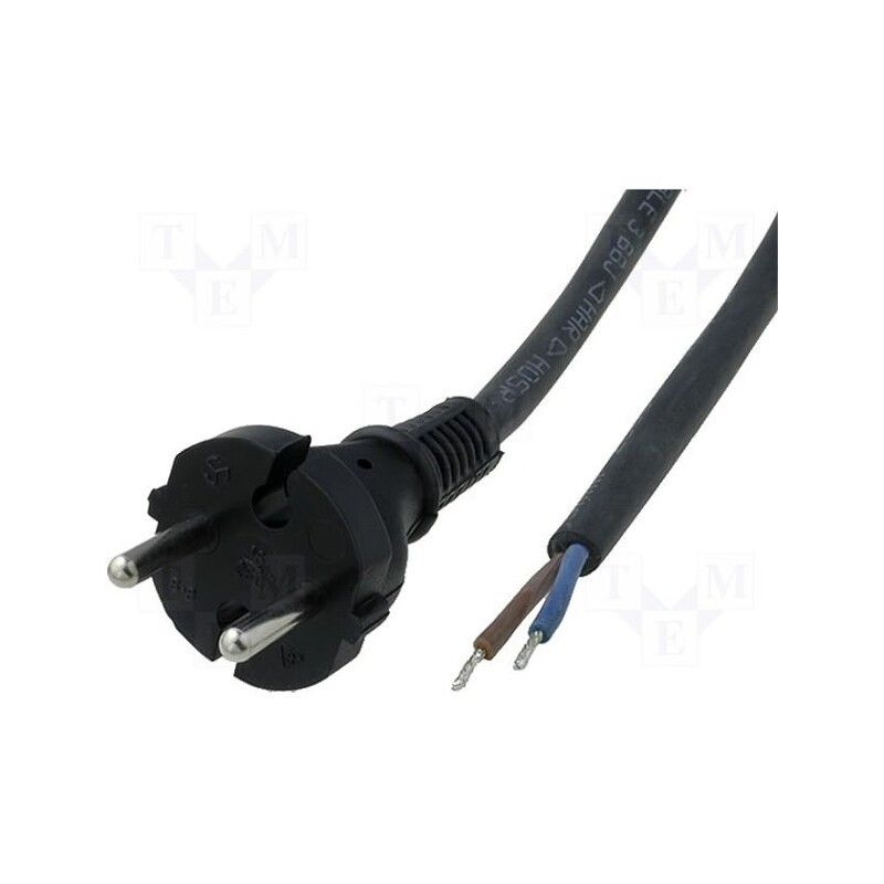 1 pcs x JONEX - S8RR-2/10/3BK - Cable, 2x1mm2, CEE 7/17 (C) plug,wires, rubber, Len: 3m, black, 10A