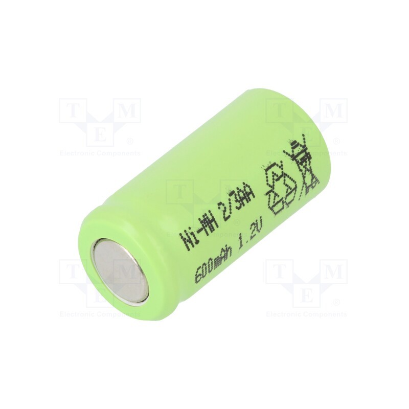 1 pcs x JJJ - J-2/3AA600 - Re-battery: Ni-MH, 2/3AA, 1.2V, 600mAh, Ø13.9x28.1mm