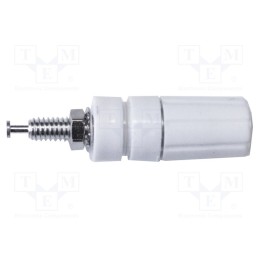 1 pcs x MUELLER ELECTRIC - BU-P3760-9 - Socket, 4mm banana, 15A, 2.5kV, white, nickel plated, on panel