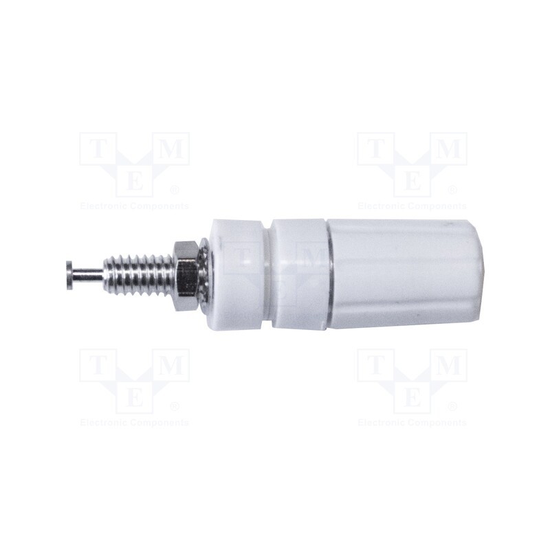 1 pcs x MUELLER ELECTRIC - BU-P3760-9 - Socket, 4mm banana, 15A, 2.5kV, white, nickel plated, on panel