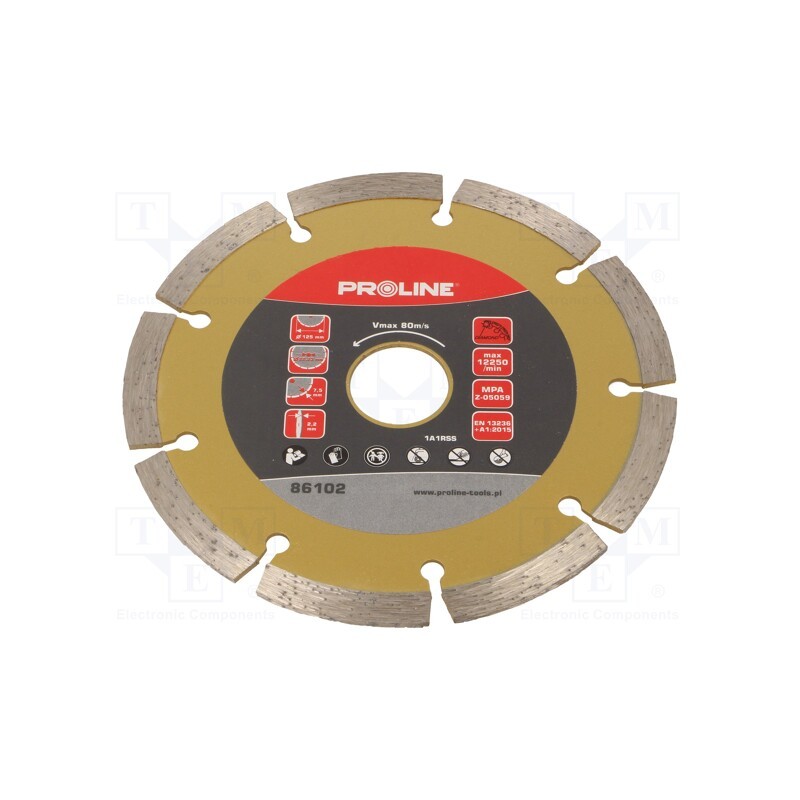 1 pcs x PROLINE - 86102 - Cutting diamond wheel, Ø: 125mm, Øhole: 22.23mm, Disc thick: 2.2mm