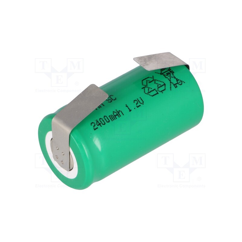 1 pcs x JJJ - J-SC2400 BL - Re-battery: Ni-MH, SubC, 1.2V, 2400mAh, soldering lugs, Ø22x44mm