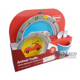 Dinner set for children and animal traffic camp