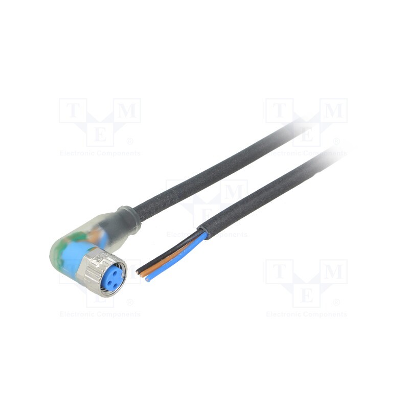 1 pcs x SICK - YI8U13-020UA1XLEAX - Connection lead, M8, PIN: 3, angled, 2m, plug, 4A, -40÷80°C, IP67