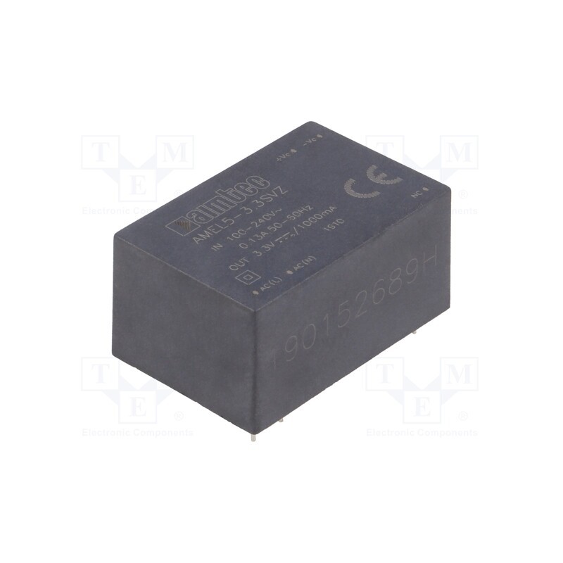 1 pcs x AIMTEC - AMEL5-3.3SVZ - Converter: AC/DC, 3.3W, 85÷264VAC, Usup: 100÷370VDC, Uout: 3.3VDC