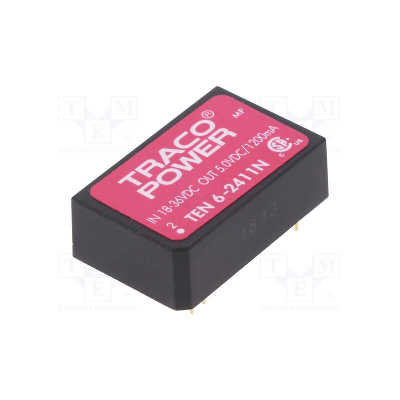 1 pcs x TRACO POWER - TEN 6-2411N - Converter: DC/DC, 6W, Uin: 18÷36V, Uout: 5VDC, Iout: 1200mA, DIP24