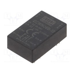 1 pcs x MEAN WELL - DCWN06B-15 - Converter: DC/DC, 6W, Uin: 18÷36V, Uout: 15VDC, Uout2: -15VDC, DIP24