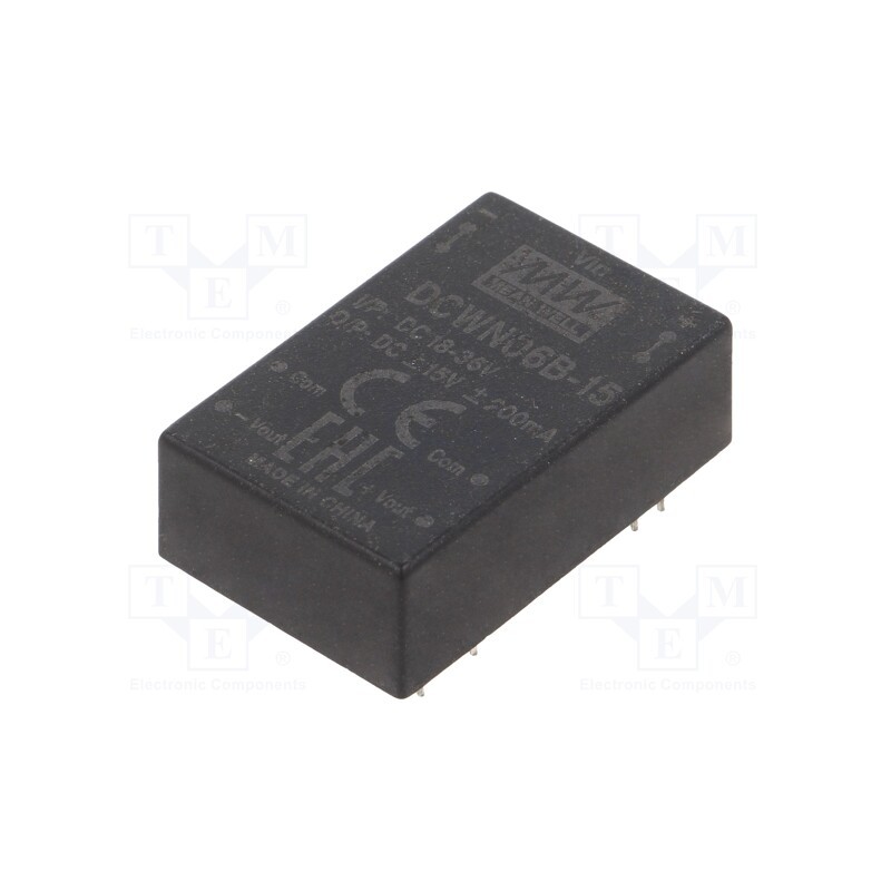 1 pcs x MEAN WELL - DCWN06B-15 - Converter: DC/DC, 6W, Uin: 18÷36V, Uout: 15VDC, Uout2: -15VDC, DIP24