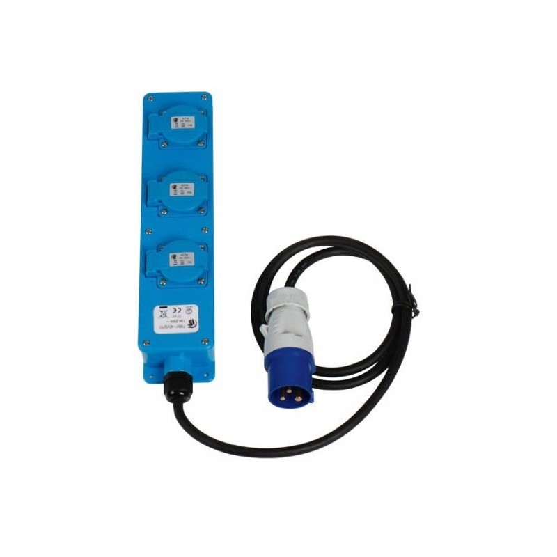 Cee adapter extension cord 3xschuko on a 1-5 m strip