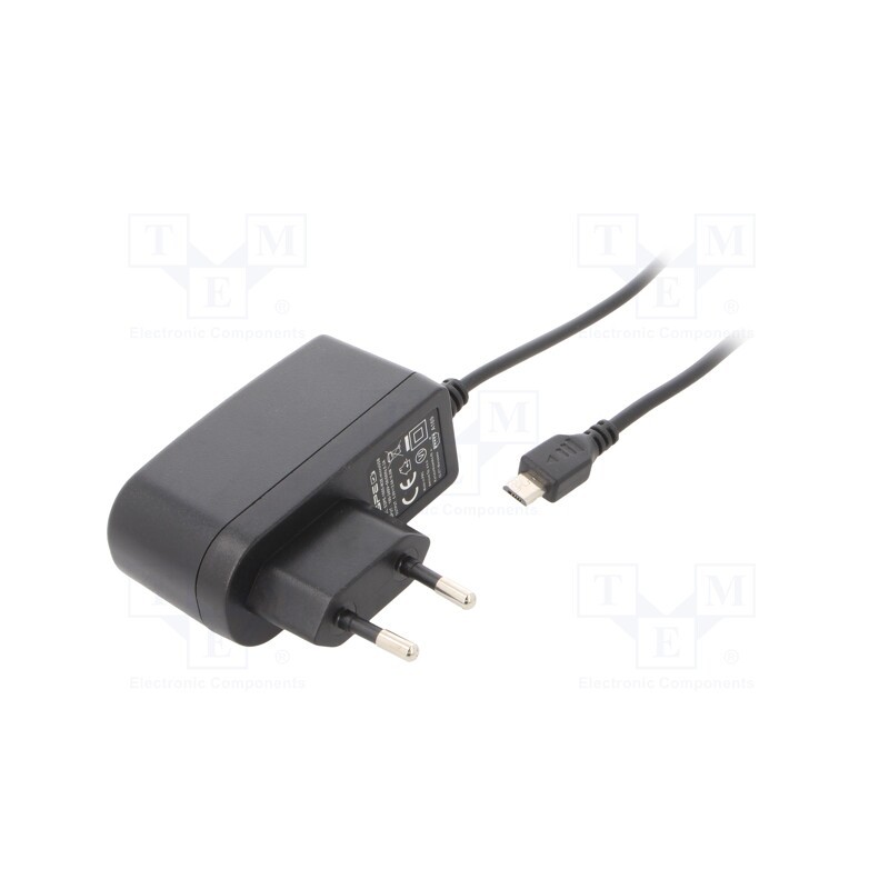1 pcs x ESPE - ESPE-1005-W2E-MICROUSB - Power supply: switched-mode, plug, 5VDC, 2A, 10W, Plug: EU, 78.7%