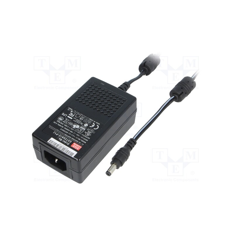 1 pcs x MEAN WELL - GST25A15-P1J - Power supply: switched-mode, 15VDC, 1.66A, Out: 5,5/2,1, 25W, 87%