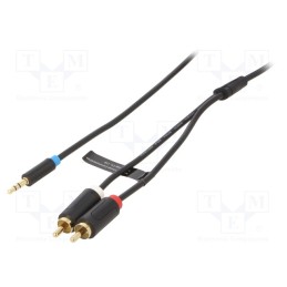 1 pcs x VENTION - BCLBD - Cable, Jack 3.5mm plug,RCA plug x2, 0.5m, Plating: gold-plated