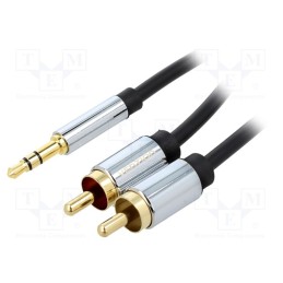 1 pcs x VENTION - BCFBL - Cable, Jack 3.5mm 3pin plug,RCA plug x2, 10m, black, PVC