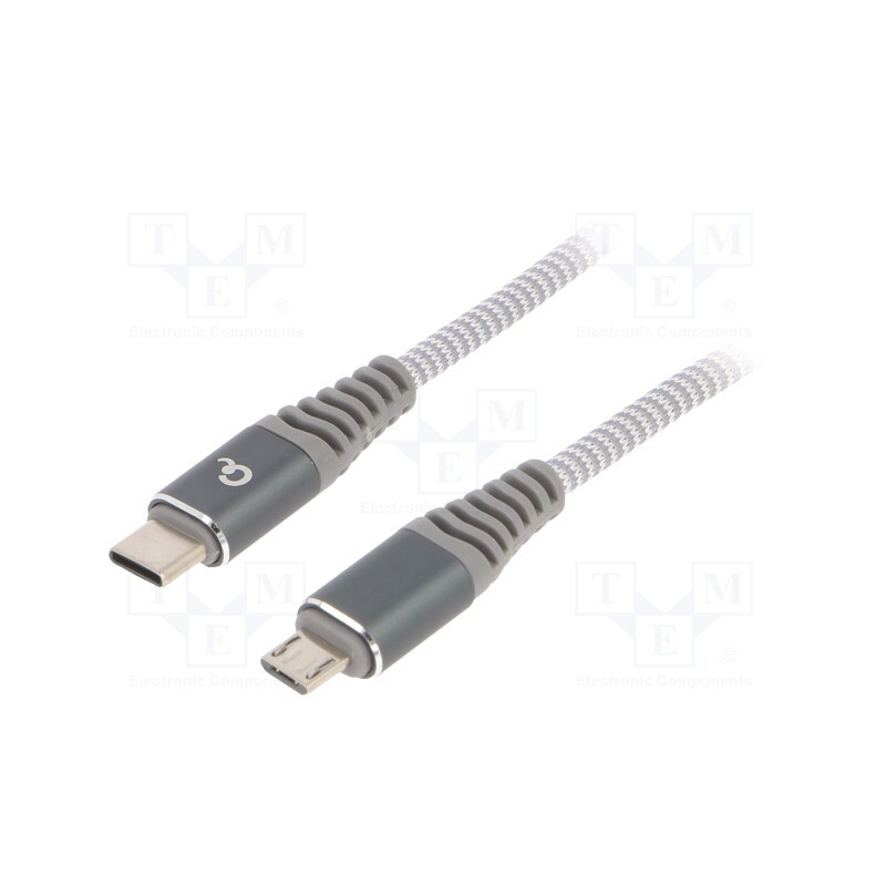1 pcs x GEMBIRD - CC-USB2B-CMMBM-1.5M - Cable, USB 2.0, USB B micro plug,USB C plug, 1.5m, white-grey
