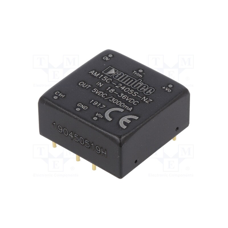 1 pcs x AIMTEC - AM15C-2405S-NZ - Converter: DC/DC, 15W, Uin: 18÷36V, Uout: 5VDC, Iout: 3A, 1'x1', OUT: 1