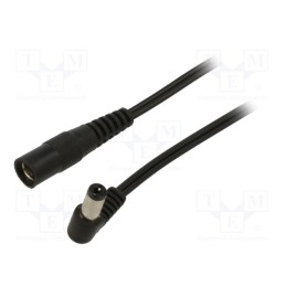 1 pcs x WEST POL - A25-C25-T050-200BK - Cable, 2x0.5mm2, DC 5,5/2,5 plug,DC 5,5/2,5 socket, angled, 2m