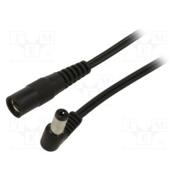 1 pcs x WEST POL - A21-C21-T050-200BK - Cable, 2x0.5mm2, DC 5,5/2,1 plug,DC 5,5/2,1 socket, angled, 2m