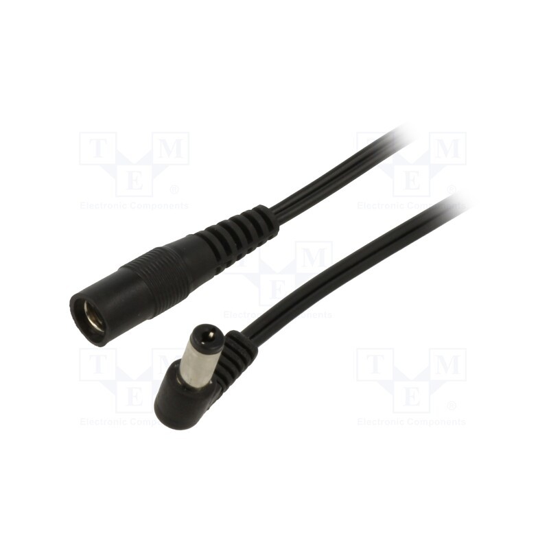 1 pcs x WEST POL - A21-C21-T050-200BK - Cable, 2x0.5mm2, DC 5,5/2,1 plug,DC 5,5/2,1 socket, angled, 2m
